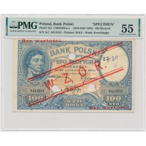 100 złotych 1919 - WZÓR - S.C. - PMG 55 - niski nadruk