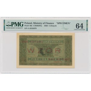 5 złotych 1926 - WZÓR - Ser.A - PMG 64 - RZADKI