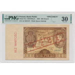 100 złotych 1932 - WZÓR - Ser. AJ. - PMG 30 - z późniejszym nadrukiem wzór