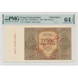 1 000 Or 1945 - MODÈLE - A. 1234567 - PMG 64 EPQ