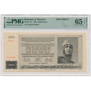 Czechy i Morawy, 5.000 koron 1944 - WZÓR - PMG 65 EPQ