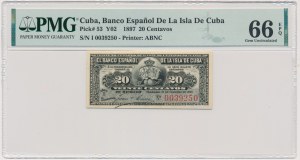 Kuba, 20 centů 1897 - PMG 66 EPQ