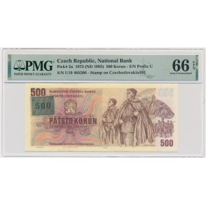 Czechy, 500 koron 1993 (1973) - ze znaczkiem - PMG 66 EPQ