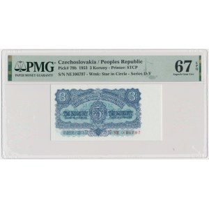 Czechoslovakia, 3 Koruny 1953 - PMG 67 EPQ