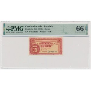 Czechosłowacja, 5 koron (1945) - PMG 66 EPQ