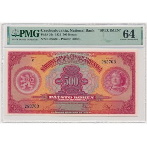 Czechosłowacja, 500 koron 1929 - WZÓR - PMG 64