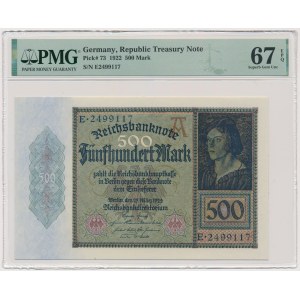 Niemcy, 500 marek 1922 - PMG 67 EPQ