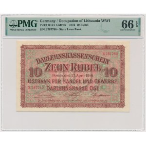 Poznań, 10 rubli 1916 - E - PMG 66 EPQ