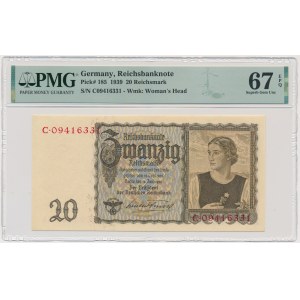 Germany, 20 Reichsmark 1939 - PMG 67 EPQ