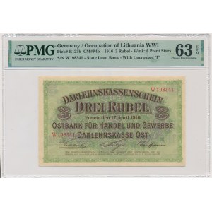 Posen, 3 Rubles 1916 - W - short clause - PMG 63 EPQ