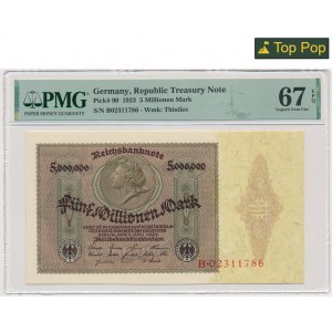 Niemcy, 5 milionów marek 1923 - PMG 67 EPQ