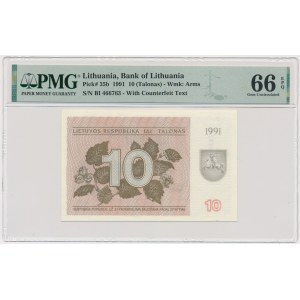 Lithuania, 10 Talonas 1991 - with text - PMG 66 EPQ