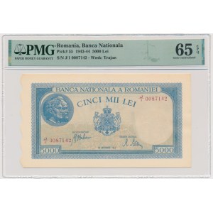 Rumunia, 5.000 lei 1943 - PMG 65 EPQ