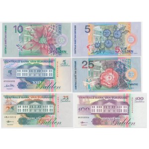 Suriname, lot 5-100 Gulden 1996-2000 (6 pcs.)