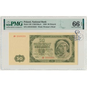 50 zloty 1948 - AW - PMG 66 EPQ - Lucow Collection - rarer