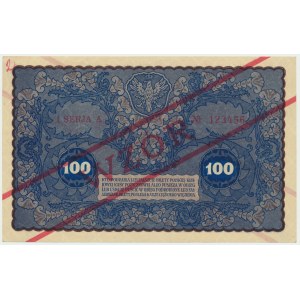 100 marks 1919 - MODEL - 1st Series A - No. 123,456 - RARE.