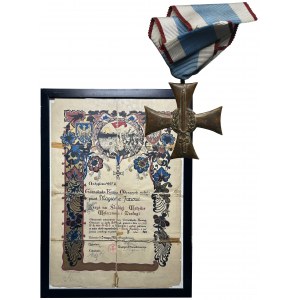 Krzyż na śląskiej wstędze waleczności i zasługi z dyplomem
