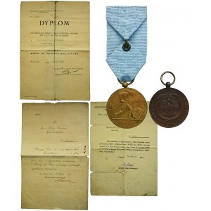 Set of medals with diplomas of Józef Owczarek