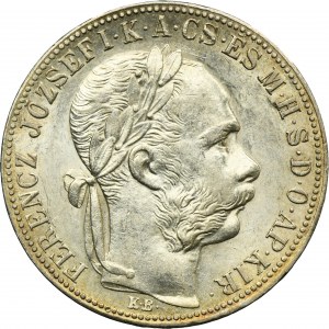 Hungary, Franz Joseph I, 1 Forint Kremnitz 1886 KB