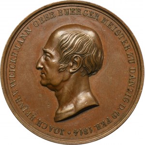 Medal Brandt’a wybity z okazji 25-lecia Joachima Heinricha von Weickhmann’a jako nadburmistrza Gdańska 1839