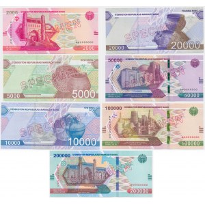 Uzbekistan, zestaw 2.000-200.0000 Soʻm 2021-22 - WZÓR - (7szt.)