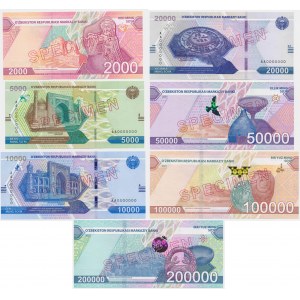 Uzbekistan, zestaw 2.000-200.0000 Soʻm 2021-22 - WZÓR - (7szt.)