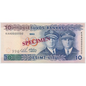 Lithuania, 10 Litu 1993 - KAA - SPECIMEN - No. 996