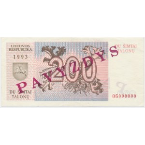 Lithuania, 200 Talonas 1993 - SPECIMEN -