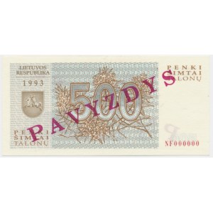 Lithuania, 500 Talonas 1993 - SPECIMEN -