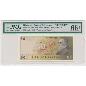 Lithuania, 50 Litu 1991 - SPECIMEN - PMG 66 EPQ