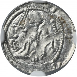 Vladislaus II the Exile, Denarius - Eagle and Hare, balls and scepter - NGC MS63