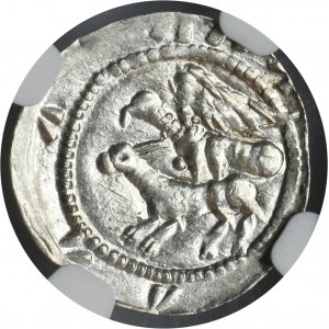 Vladislaus II the Exile, Denarius - Eagle and Hare - NGC MS62