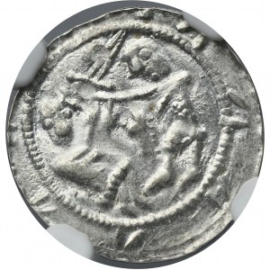 Vladislaus II the Exile, Denarius - Eagle and Hare - NGC MS62