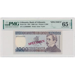 Lithuania, 1.000 Litu 1991 - SPECIMEN - PMG 65 EPQ