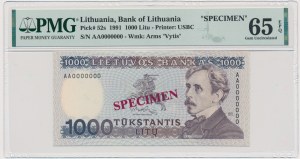 Lithuania, 1.000 Litu 1991 - SPECIMEN - PMG 65 EPQ