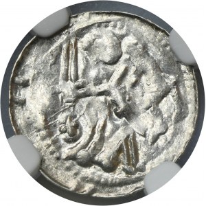 Vladislaus II the Exile, Denarius - Eagle and Hare - NGC MS62