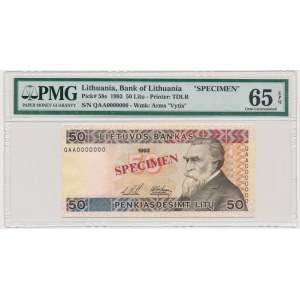 Lithuania, 50 Litu 1993 - SPECIMEN - PMG 65 EPQ