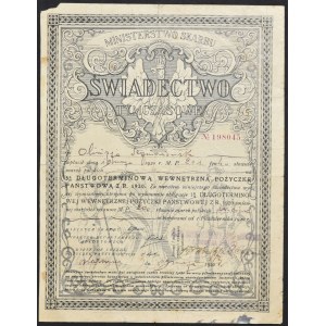 5% Prêt d'Etat à long terme, certificat provisoire 1920, valeur saisie manuellement