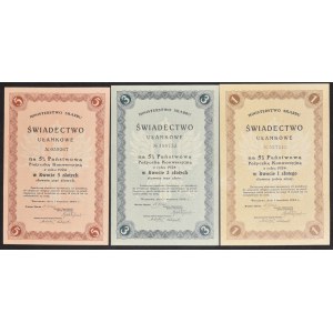 5% State Conversion Loan 1924, fractional certificates 1, 3 and 5 zloty