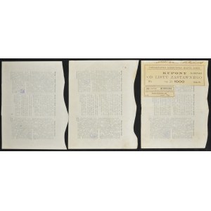 TKM Łódź, 5% list zastawny, seria IX, 25, 500 oraz 1.000 zł 1925