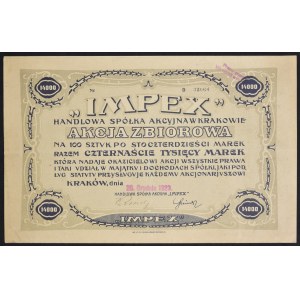 Commercial Joint Stock Company Impex in Cracow, 100 x 140 mkp, 20.12.1923