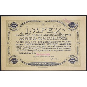 Handlowa Spółka Akcyjna Impex w Krakowie, 100 x 140 mkp, 20.12.1923