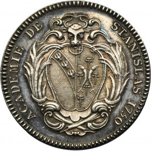 Stanislaus Leszczyński, opening medal of the Stanisławów Academy in Nancy 1750 - RARE