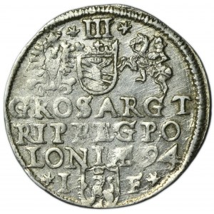 Sigismund III Vasa, 3 Groschen Olkusz 1594 - RARE