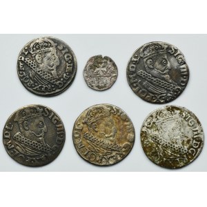 Set, Sigismund II August and Sigismund III Vasa, Denarius and 3 Groschen (6 pcs.)