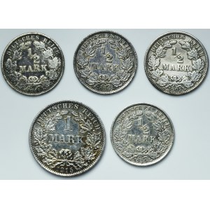 Set, Germany, German Empire, Wilhelm II, Mark (5 pcs.)