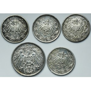 Set, Germany, German Empire, Wilhelm II, Mark (5 pcs.)