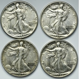 Set, USA, 1/2 Dollar - Walking Liberty (4 pièces).