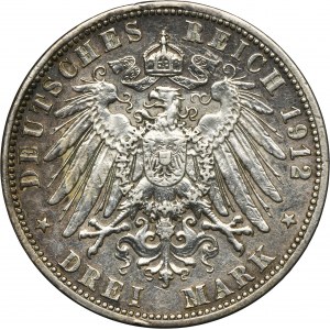 Germany, Kingdom of Prussia, Wilhelm II, 3 Mark Berlin 1912 A