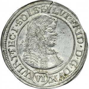 Silesia, Duchy of Oels, Sylvius Friedrich, 6 Kreuzer Oels 1674 SP
